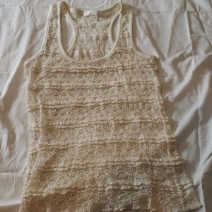 Sheer off white tank top